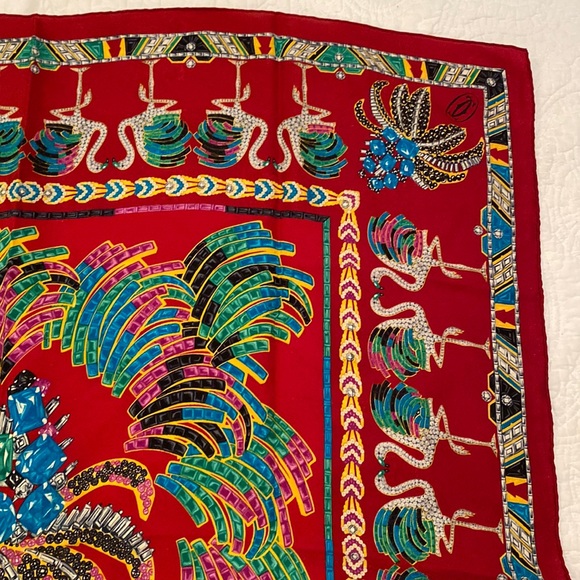 Cartier must de Cartier Paris silk scarf swan - Picture 9 of 15